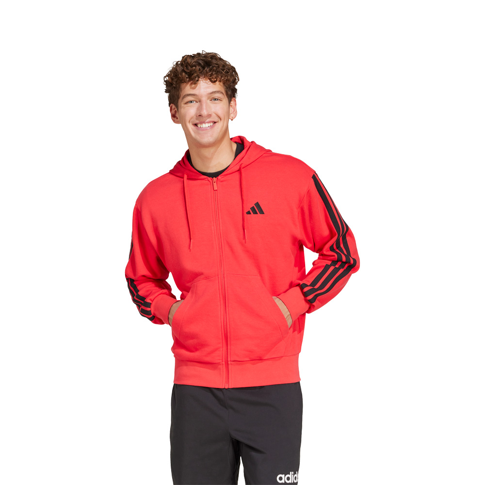 Adidas Sudadera Con Gorro Essentials 3 Franjas Felpa Francesa image number null